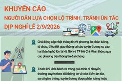 Khuyến cáo người dân lựa chọn lộ trình, tránh ùn tắc dịp nghỉ lễ 2/9