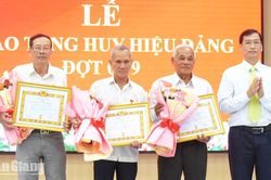 Trao Huy hiệu Đảng cho 55 đảng vi&ecirc;n x&atilde; Vĩnh Phong