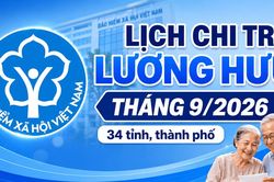 Lịch chi trả lương hưu tháng 9/2026 tại 34 tỉnh, thành: Người dân nhận tiền ngày nào?