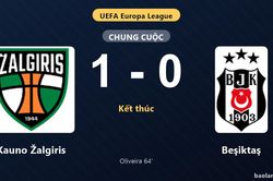 Thống kê trận đấu Kauno Žalgiris 1-0 Beşiktaş: Renan Oliveira tỏa sáng, Kauno Žalgiris giành lợi thế trước lượt còn lại