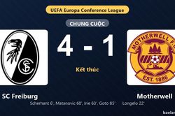 Thống k&ecirc; trận đấu SC Freiburg 4-1 Motherwell: K. Goto tỏa s&aacute;ng, SC Freiburg gi&agrave;nh chiến thắng, đi tiếp