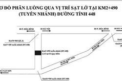 Ph&acirc;n luồng giao th&ocirc;ng qua vị tr&iacute; sạt lở tại Km2+490, tuyến nh&aacute;nh đường tỉnh 448 thuộc phường Kỳ Sơn