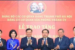 B&iacute; thư Th&agrave;nh ủy trao Huy hiệu Đảng đợt 2-9