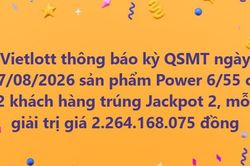 Vietlott th&ocirc;ng b&aacute;o c&oacute; tới 2 người may mắn c&ugrave;ng tr&uacute;ng giải Jackpot