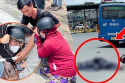 Mẹ và bạn gái khóc ngất tại hiện trường thanh niên bị xe buýt cán tử vong