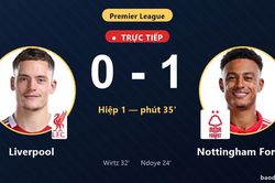 TRỰC TIẾPTrực tiếp Liverpool vs Nottingham Forest: Liverpool bị VAR từ chối b&agrave;n thắng