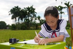 Thiếu nhi thi vẽ tranh về Làng cổ Lộc Yên