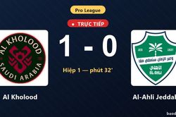 TRỰC TIẾPTrực tiếp Al Kholood vs Al-Ahli Jeddah: Hiệp 2 bắt đầu, Al Kholood dẫn 1-0