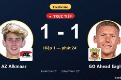 TRỰC TIẾPTrực tiếp AZ Alkmaar vs GO Ahead Eagles: GO Ahead Eagles gỡ hòa 1-1