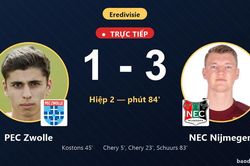 TRỰC TIẾPTrực tiếp PEC Zwolle vs NEC Nijmegen: NEC Nijmegen nới rộng c&aacute;ch biệt 1-3