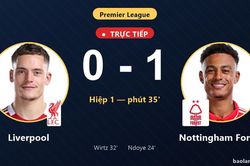 TRỰC TIẾPTrực tiếp Liverpool vs Nottingham Forest: Liverpool bị VAR từ chối b&agrave;n thắng