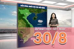 [Video] Dự báo thời tiết ngày 30/8/2026: Bắc Bộ kết thúc đợt mưa, trời chuyển nắng, Trung Bộ có mưa to