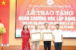 Hà Tĩnh: Trao Huân chương Độc lập tặng 2 gia đình có con độc nhất là liệt sỹ