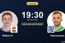 TRỰC TIẾPTrực tiếp Willem II vs Heerenveen: Đội h&igrave;nh xuất ph&aacute;t