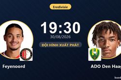 TRỰC TIẾPTrực tiếp Feyenoord vs ADO Den Haag: Đội h&igrave;nh xuất ph&aacute;t