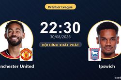 TRỰC TIẾPTrực tiếp Manchester United vs Ipswich: Đội h&igrave;nh xuất ph&aacute;t