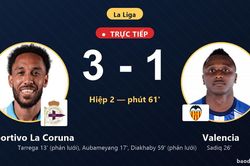 TRỰC TIẾPTrực tiếp Deportivo La Coruna vs Valencia: Deportivo La Coruna nới rộng c&aacute;ch biệt 3-1