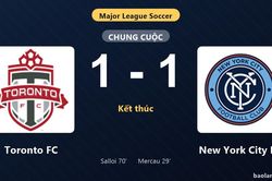 Thống kê trận đấu Toronto FC 1-1 New York City FC: Hai đội chia điểm