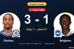 TRỰC TIẾPTrực tiếp Chelsea vs Brighton: Hết hiệp 1, Chelsea dẫn 3-1