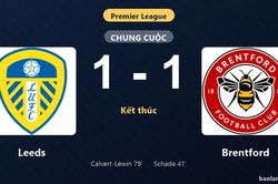 Thống kê trận đấu Leeds 1-1 Brentford: Hai đội chia điểm