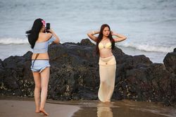 Cảnh đông đúc trên biển Vũng Tàu