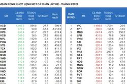 VN-Index tăng gần 100 điểm trong tháng 8, chủ yếu nhờ VIC và TCB