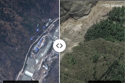 Hình ảnh vệ tinh cho thấy nhà máy thủy điện bị san phẳng trong trận lũ ở Nepal