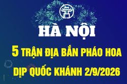 Hà Nội bắn pháo hoa tại 5 trận địa mừng Quốc khánh 2/9/2026