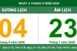 Lịch âm dương ngày 04/09/2026: Chi tiết giờ hoàng đạo và hướng xuất hành mang tài lộc