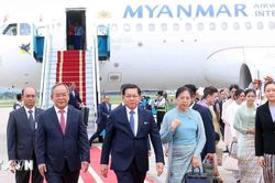 Tổng thống Myanmar và Phu nhân đến Hà Nội, bắt đầu thăm chính thức Việt Nam