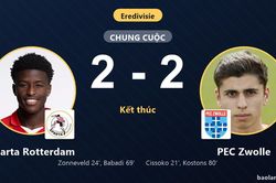 Chia điểm sau màn rượt đuổi 4 bàn, Sparta Rotterdam và PEC Zwolle ghìm chân nhau