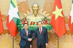 [Ảnh] Chủ tịch Quốc hội Trần Thanh Mẫn hội kiến Tổng thống Myanmar Min Aung Hlaing