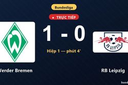 TRỰC TIẾPTrực tiếp Werder Bremen vs RB Leipzig: Hết hiệp 1, Werder Bremen dẫn 1-0
