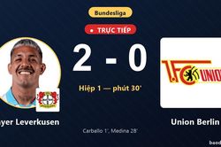 TRỰC TIẾPTrực tiếp Bayer Leverkusen vs Union Berlin: Hiệp 2 bắt đầu, Bayer Leverkusen dẫn 2-0