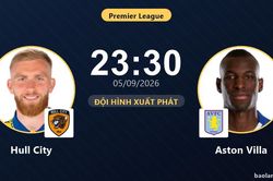 TRỰC TIẾPTrực tiếp Hull City vs Aston Villa: Đội hình xuất phát