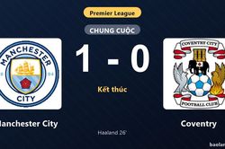 Thống kê trận đấu Manchester City 1-0 Coventry: Erling Haaland tỏa sáng, Manchester City giành trọn 3 điểm
