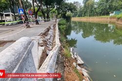 Hà Nội: Một đoạn tường hào bao ngoài Thành cổ Sơn Tây bị sạt, đổ