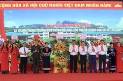 Bí thư Tỉnh ủy, Chủ tịch HĐND tỉnh Phan Thăng An dự Lễ khai giảng và khánh thành Trường Phổ thông nội trú Tiểu học và THCS Trà Lĩnh