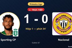 TRỰC TIẾPTrực tiếp Sporting CP vs Nacional: Hết hiệp 1, Sporting CP dẫn 1-0
