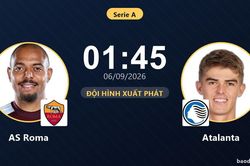 TRỰC TIẾPTrực tiếp AS Roma vs Atalanta: Đội hình xuất phát
