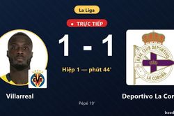 TRỰC TIẾPTrực tiếp Villarreal vs Deportivo La Coruna: Hết hiệp 1, hòa 1-1
