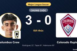 Columbus Crew thắng đậm 3-0, Colorado Rapids vẫn giành vé vào vòng 1/16