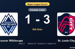 Thống kê trận đấu Vancouver Whitecaps 1-3 St. Louis City: St. Louis City ngược dòng ngoạn mục
