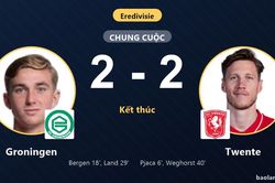 Rượt đuổi tỷ số 4 bàn, Groningen và Twente ghìm chân nhau ở giữa bảng