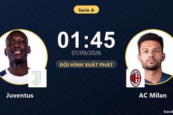 TRỰC TIẾPTrực tiếp Juventus vs AC Milan: Đội hình xuất phát
