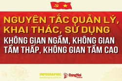 [Infographic] Nguyên tắc quản lý, khai thác, sử dụng không gian ngầm, không gian tầm thấp, không gian tầm cao cụ thể ra sao?