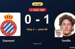 TRỰC TIẾPTrực tiếp Espanyol vs Sevilla: Sevilla mở tỷ số