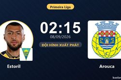 TRỰC TIẾPTrực tiếp Estoril vs Arouca: Đội hình xuất phát