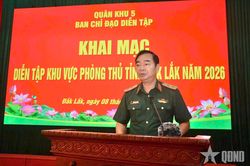 Trung tướng Trương Mạnh Dũng dự, chỉ đạo khai mạc diễn tập khu vực phòng thủ tỉnh Đắk Lắk