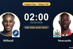 TRỰC TIẾPTrực tiếp Millwall vs Newcastle: Newcastle dồn ép nhưng chưa thể khai thông bế tắc, chưa có bàn thắng